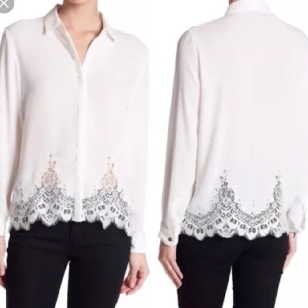 NWOT The Kooples Lace Trim Blouse